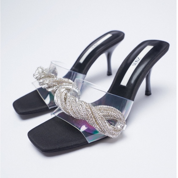 NWT ZARA SPARKLY HEELED VINYL SANDALS - Picture 8 of 11